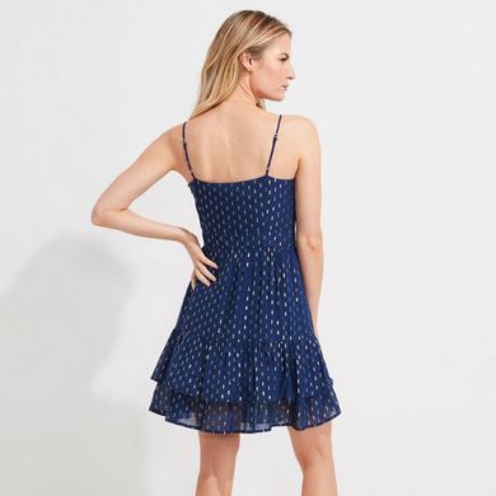 Stunning Vineyard Vine Lurex Clip Dot Ruffle Dress - NWT - Picture 2 of 12